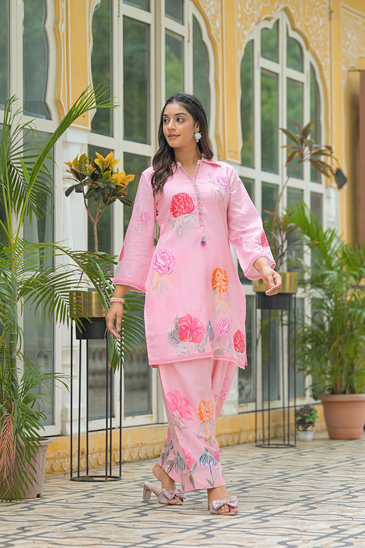 Pink Cotton Printed Co-Ord Set