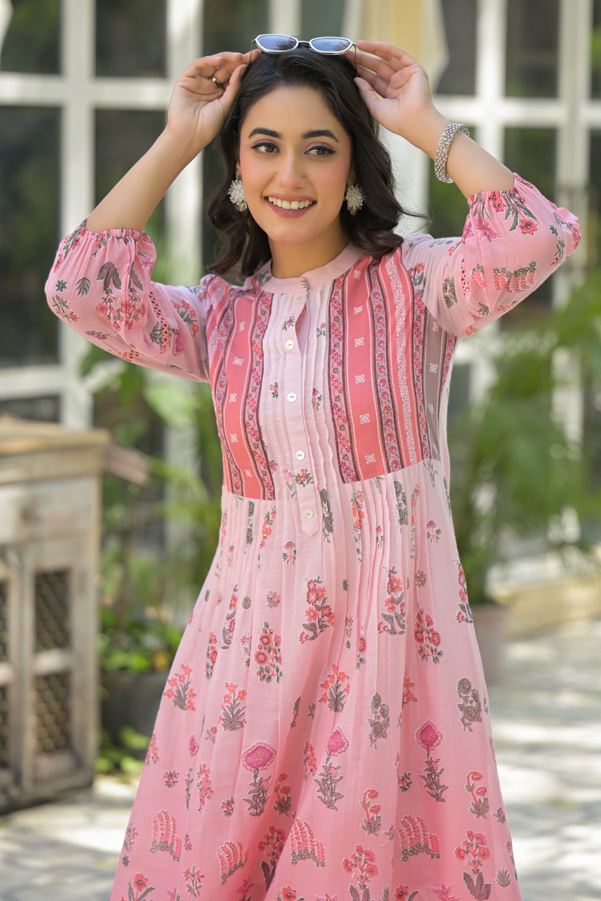 Pink Mul Mul Printed Cord Set